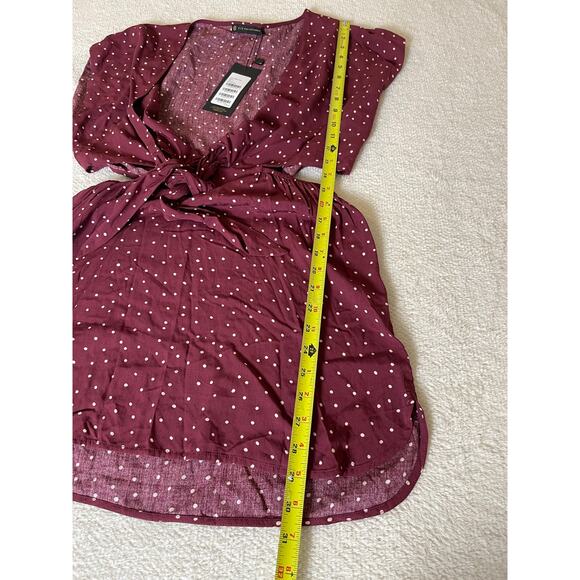 NWT Vix Paula Womens CoverUp Dress Burgundy SP Polka Dot Hermanny Cut Front Tie - Picture 13 of 16